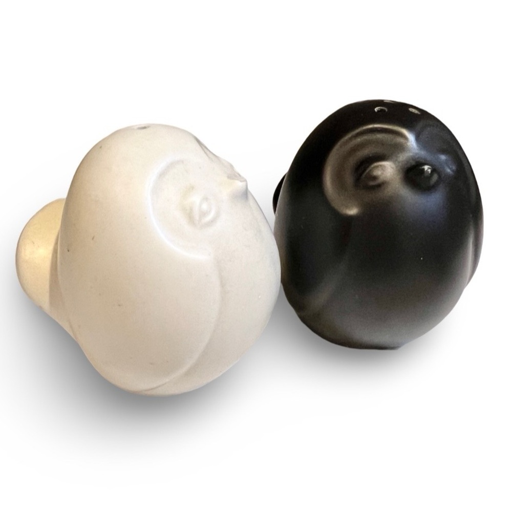 Owl Salt and Pepper Shakers Umbra Black and White Matte Ceramic
